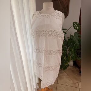 J.Crew White Lace Panel Sleeveless Sheath Dress Size 14